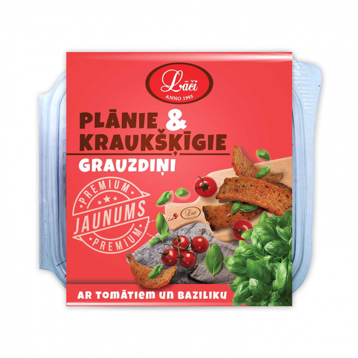 Хрупкави гренки с домат и босилек Laci