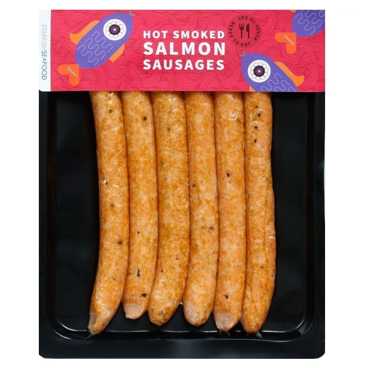 Колбасчета от сьомга топло пушени