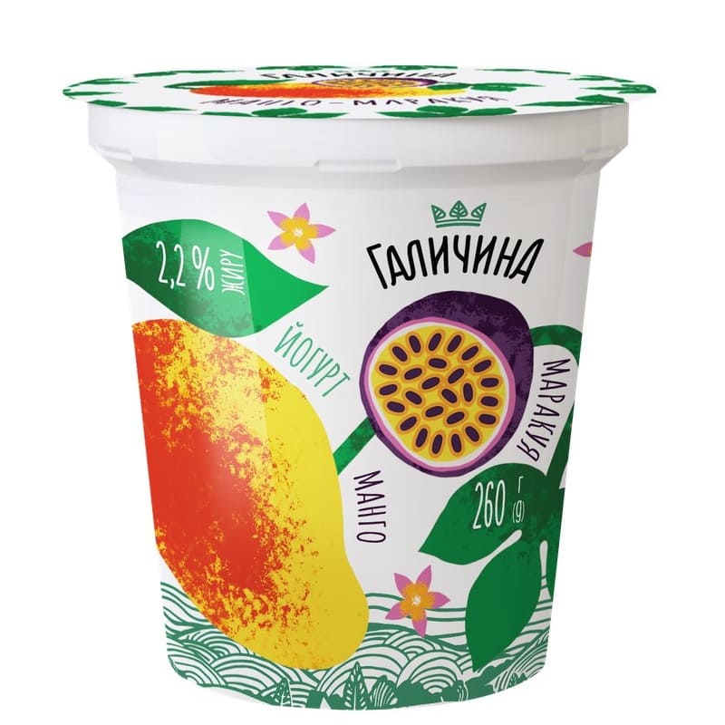 Йогурт Карпатськи манго-маракуя 2,2% Галичина