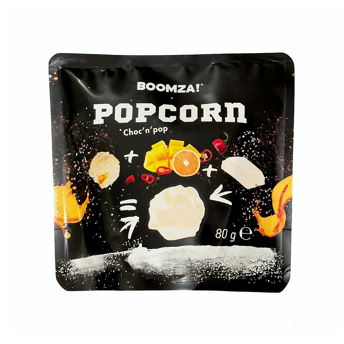 Карамелизирани пуканки с вкус на пикантно манго и портокал, глазирани BOOMZA